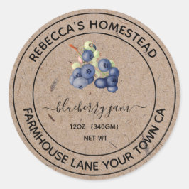 ブルーベリージャム クラフト紙 缶詰ラベル ラウンドシール