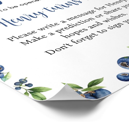 ブルーベリースイーツ誕生日タイムカプセルサイン ポスター (角)