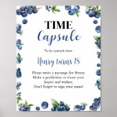 ブルーベリースイーツ誕生日タイムカプセルサイン ポスター (正面)