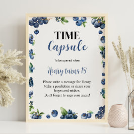 ブルーベリースイーツ誕生日タイムカプセルサイン ポスター