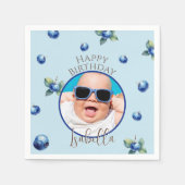 ブルーベリースイートフォトボーイバースデーパーティー スタンダードカクテルナプキン (正面)