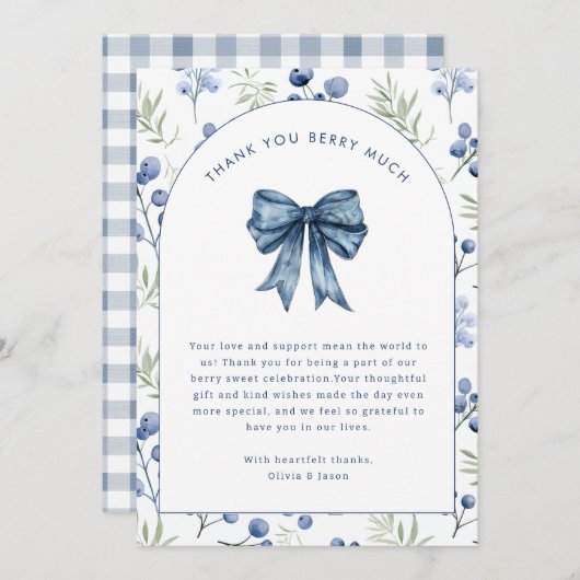 ブルーベリースイートベビーシャワーありがとう 招待状 (正面/裏面)