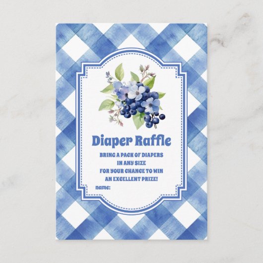 ブルーベリースイートベビーシャワーおむつラッフル エンクロージャーカード (正面)