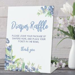 ブルーベリースイートベビーシャワーおむつラッフル 台座サイン