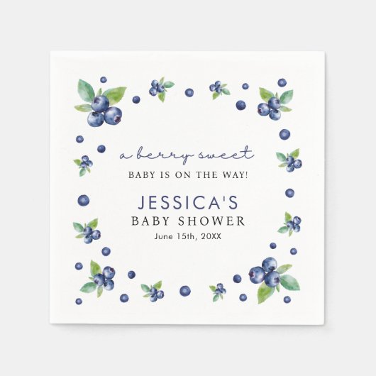 ブルーベリースイートベビーシャワー スタンダードカクテルナプキン (正面)
