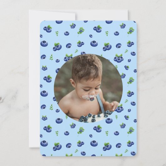 ブルーベリースウィート誕生日写真 招待状 (裏面)