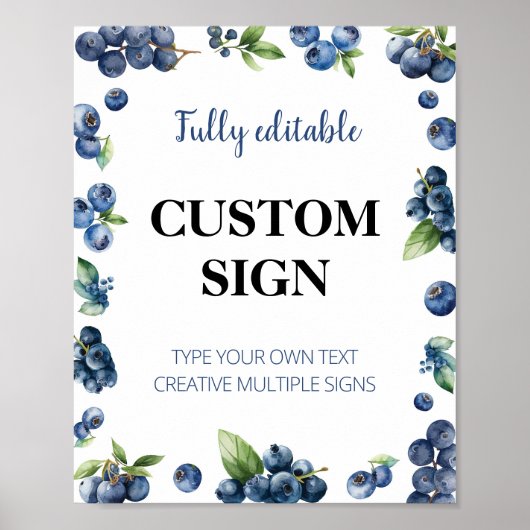 ブルーベリースウィート1stバースデーカスタムタサイン ポスター (正面)