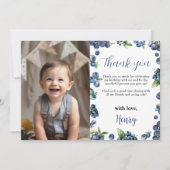 ブルーベリースウィート1stバースデーフォトサンキューカード サンキューカード (正面)