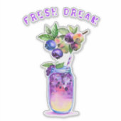 ブルーベリーステッカー果実ジュースクールドリンクカクテル シール (正面)