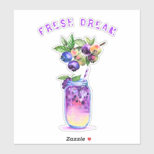 ブルーベリーステッカー果実ジュースクールドリンクカクテル シール (シート)