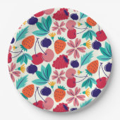 ブルーベリーストロベリーベリースイーツ誕生日 ペーパープレート (正面)