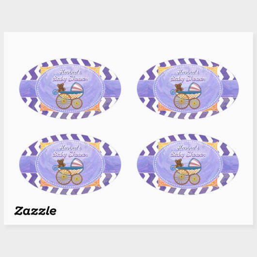 ブルーベリースミアカスタムーのベビーシャワーステッカー 楕円形シール (シート)