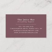 ブルーベリースムージー、ジュースバー 名刺 (裏面)