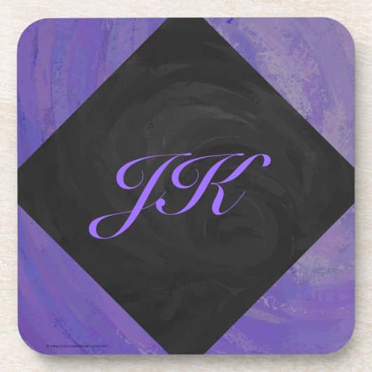 ブルーベリースメアとブラックモノグラム コースター (正面)