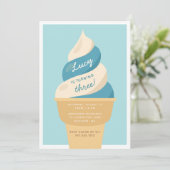 ブルーベリースワールアイスクリーム子供の誕生日パーティー 招待状 (スタンド正面)