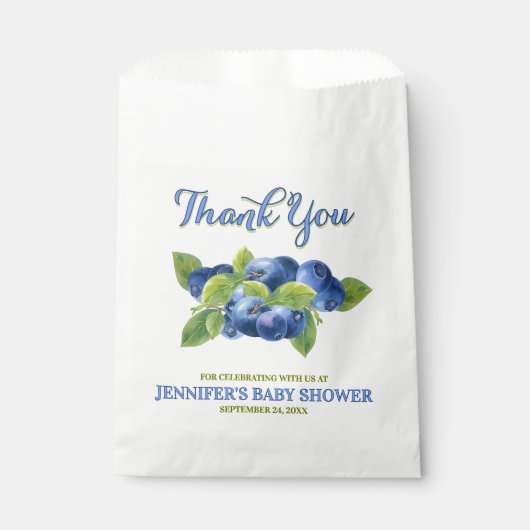 ブルーベリーテーマベビーシャワーありがとう フェイバーバッグ (正面)