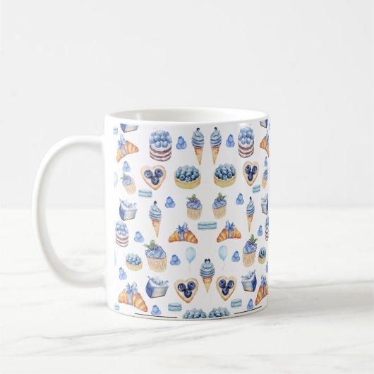 ブルーベリーデザート愛好家のための コーヒーマグカップ (左)