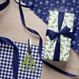 ブルーベリートウィグススノーフレークスホリデーパターン ラッピングペーパーシート