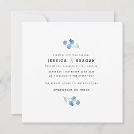 ブルーベリートリオ水の色の結婚式の招待 招待状