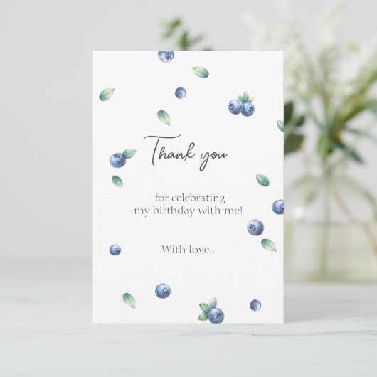 ブルーベリーバースデーパーティーベリースイートウォーターカラー サンキューカード (スタンド正面)