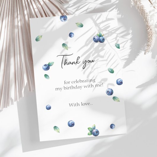 ブルーベリーバースデーパーティーベリースイートウォーターカラー サンキューカード