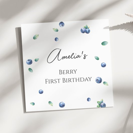 ブルーベリーバースデーパーティーベリースイートウォーターカラー スタンダードランチョンナプキン