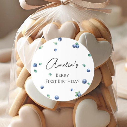 ブルーベリーバースデーパーティーベリースイートウォーターカラー ラウンドシール