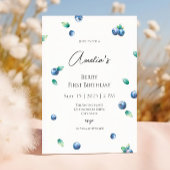 ブルーベリーバースデーパーティーベリースイートウォーターカラー 招待状