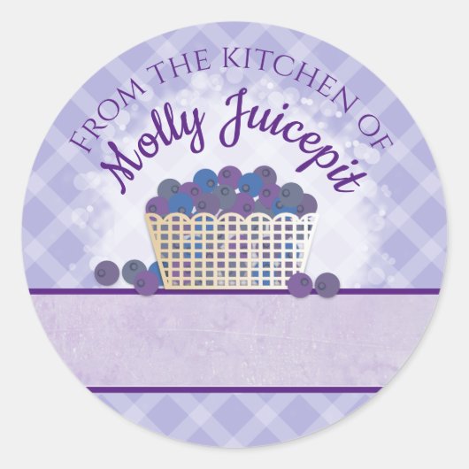 ブルーベリーパイフルーツジャム缶詰ラベル ラウンドシール (正面)