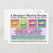 ブルーベリーパイマルティーニレシピカードポストカード ポストカード (正面/裏面)