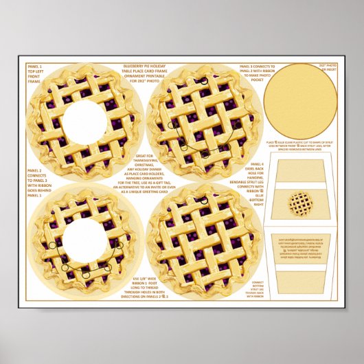 ブルーベリーパイ感謝祭座席表フレームラベル ポスター (正面)