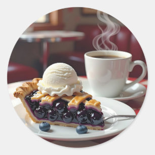 ブルーベリーパイ、アイスクリーム&コーヒー ラウンドシール