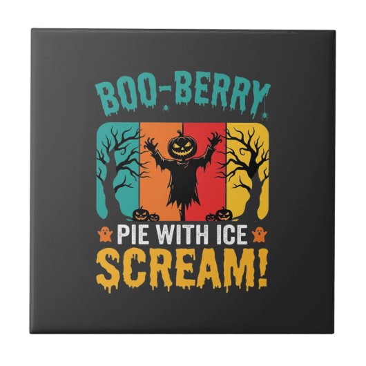 ブルーベリーパイ ハロウィン アイスクリーム デザイン タイル (正面)