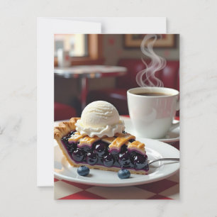 ブルーベリーパイ、バニラアイスクリームとコーヒー ポストカード