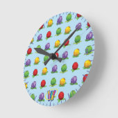 ブルーベリーパターン ラウンド壁時計 (傾斜)