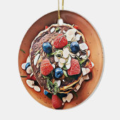 ブルーベリーパンケーキおもしろいガフードクリスマス セラミックオーナメント (左)