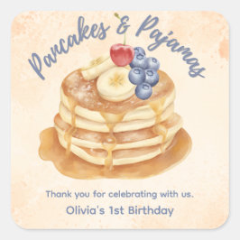ブルーベリーパンケーキとパジャマの1歳の誕生日 スクエアシール
