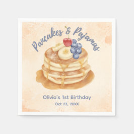 ブルーベリーパンケーキとパジャマの1歳の誕生日 スタンダードカクテルナプキン