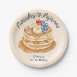 ブルーベリーパンケーキとパジャマの1歳の誕生日 ペーパープレート