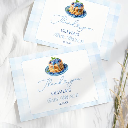 ブルーベリーパンケーキベビーブランチシャワーサンキュー カード