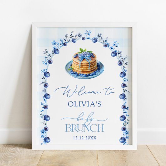 ブルーベリーパンケーキベビーブランチベビーシャワーウェルカム ポスター