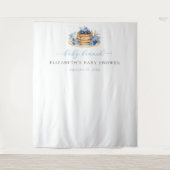 ブルーベリーパンケーキベビーブランチベビーシャワーバックドロップ タペストリー (正面)