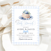 ブルーベリーパンケーキベビーブランチ赤ちゃんシャワーボーイ 招待状