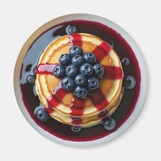 ブルーベリーパンケーキ実物の食べ物 マグネット (正面)