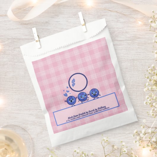 ブルーベリーパーソナライズされたベーキングベーカリー包装 フェイバーバッグ (クリップ留めされた状態)