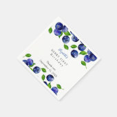 ブルーベリーファースト誕生日ウォーターカラーシンプル スタンダードカクテルナプキン (角)