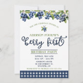 ブルーベリーファースト誕生日パーティー 招待状 (正面)