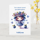 ブルーベリーフェアリーベリー誕生日孫娘 カード (黄色い花)