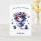 ブルーベリーフェアリーベリー誕生日 カード (黄色い花)