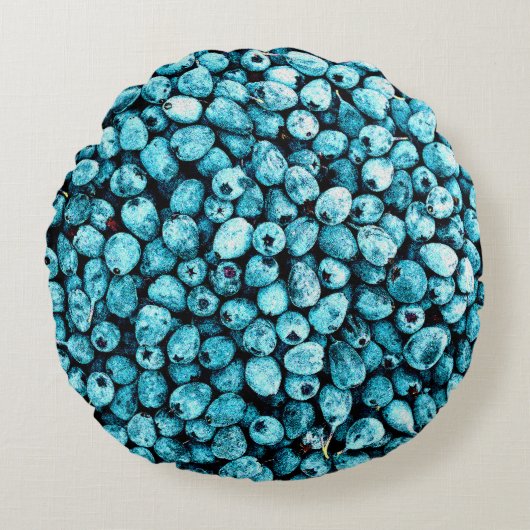 「ブルーベリーフルーツのスタック」かわいい写真。買今 ラウンドクッション (正面)
